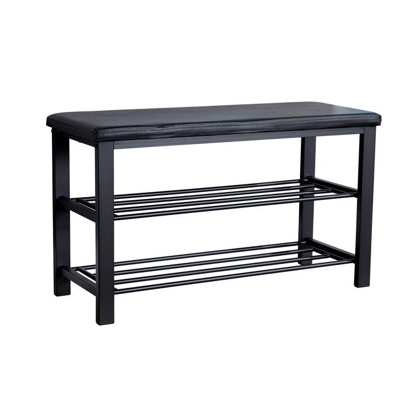 Sleaford Black PU 2 Shelf Hallway Shoe Storage Bench