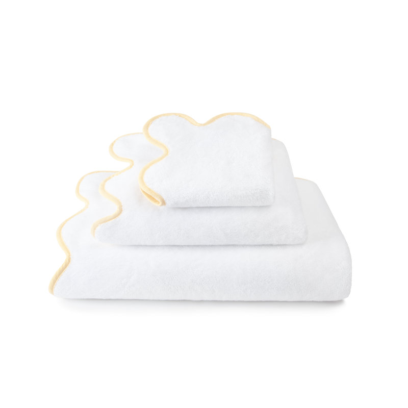 Charish Scalloped Bath Towel, White/Yellow