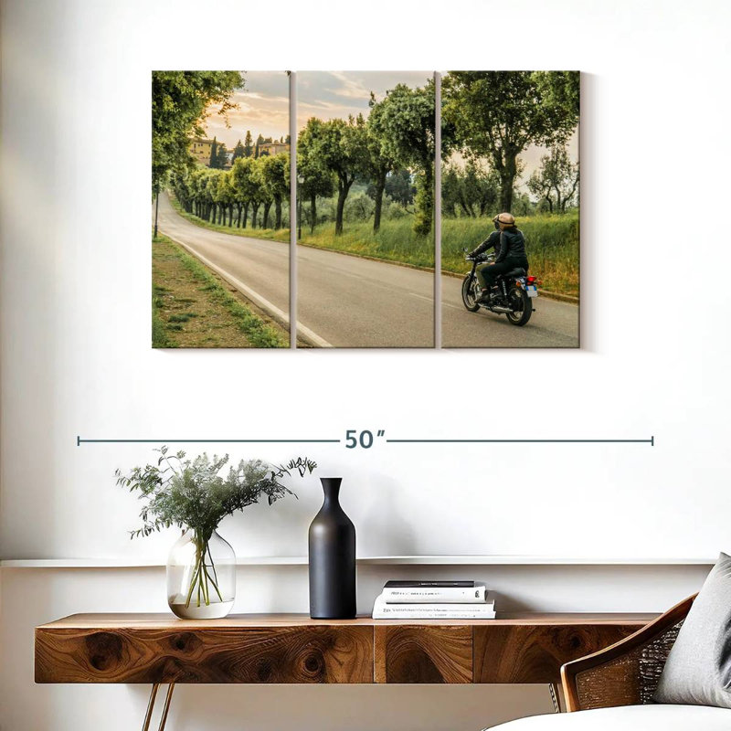 Couple Riding A Motorcycle, 24" H x 38" W