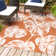 Delmoe High-Low Two-Tone Monstera Leaf Orange/Ivory Indoor/Outdoor Rug