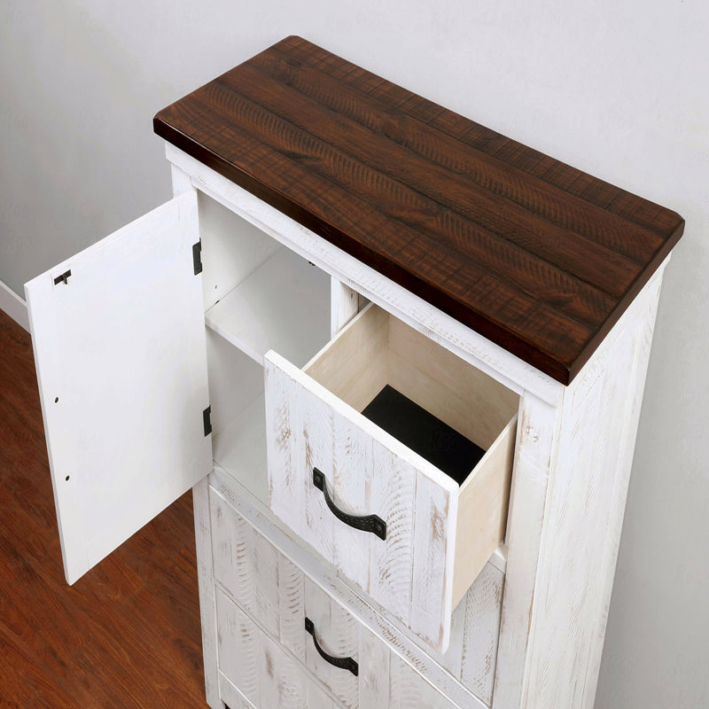 Commode en métal de style transitionnel moderne 1Pc avec quatre tiroirs et une planche de style armoire