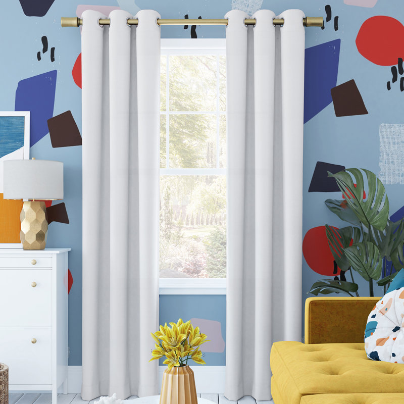 Bright Vibes 100% Blackout Grommet Curtain Panel, White, 40" x 84"