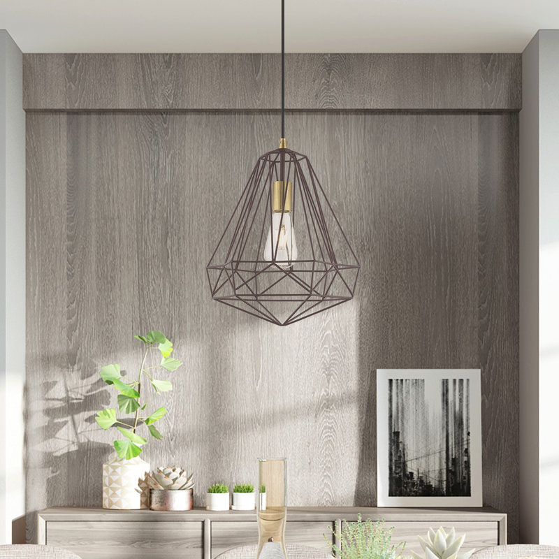 Luminaire suspendu géométrique à 1 lumière Lindgren, Bronze