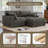 3 - Piece Upholstered Light Gray Faux Rabbit Fur Flannel Reversible Modular Sofa Living Room Sectional Couch with Ottoman-334492212