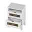 Ensemble de chambre à coucher 4 pièces, grand lit plateforme de style campagnard avec bande adhésive décorative en bois, table de chevet et commode avec poignée en métal, blanc
