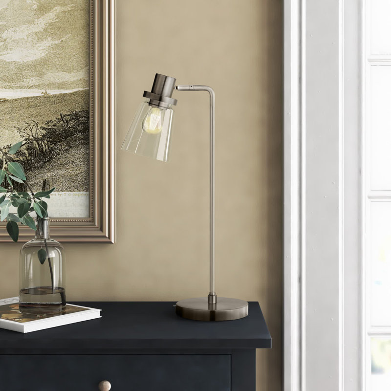 Lampe de table arquée 21 po Granville, Nickel brossé