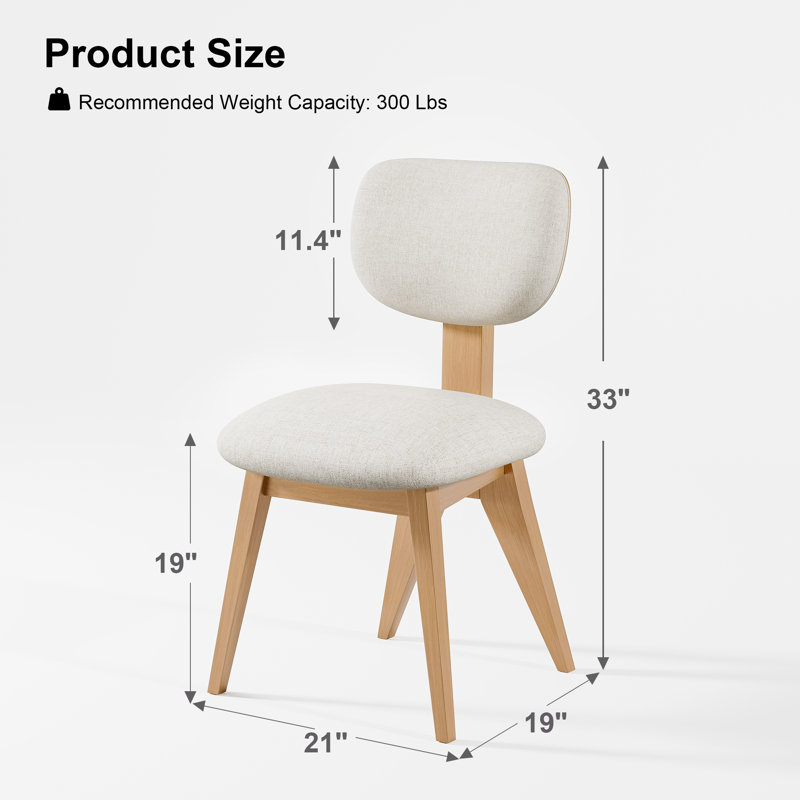 Laksh Dining Chairs with Wood Legs, Natural Wood