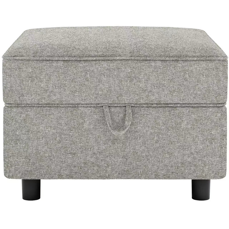 Sarino 26” Wide Upholstered Square Storage Ottoman Sectional Sofa Footstools, Dove Gray