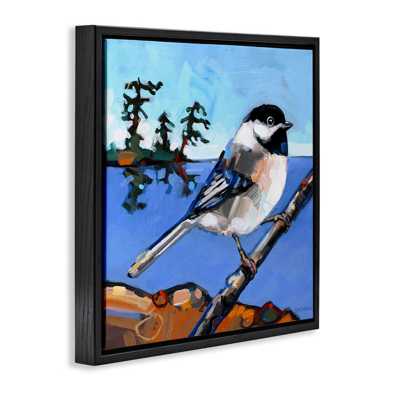  "Swallow Bird" perché sur toile flottante par Adam Swanson, Noir, noir, noir, noir, H 18 po x l 18 po