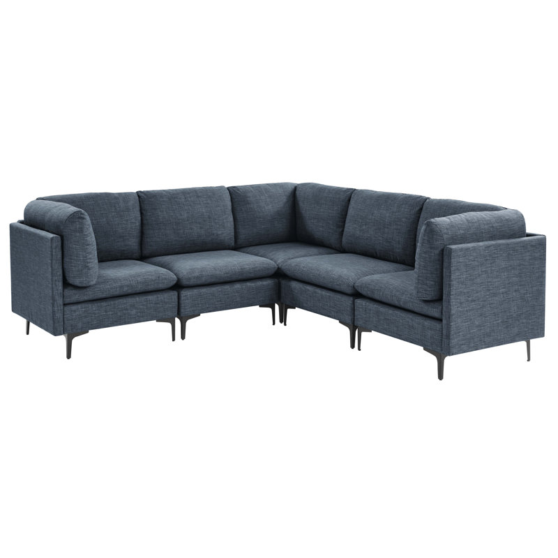 Canapé modulaire de coin Aruna 93,5 po, Mélange de lin bleu