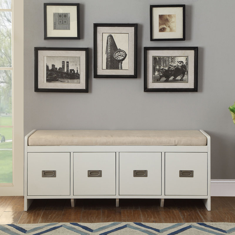 Banc beige et blanc avec rangement
