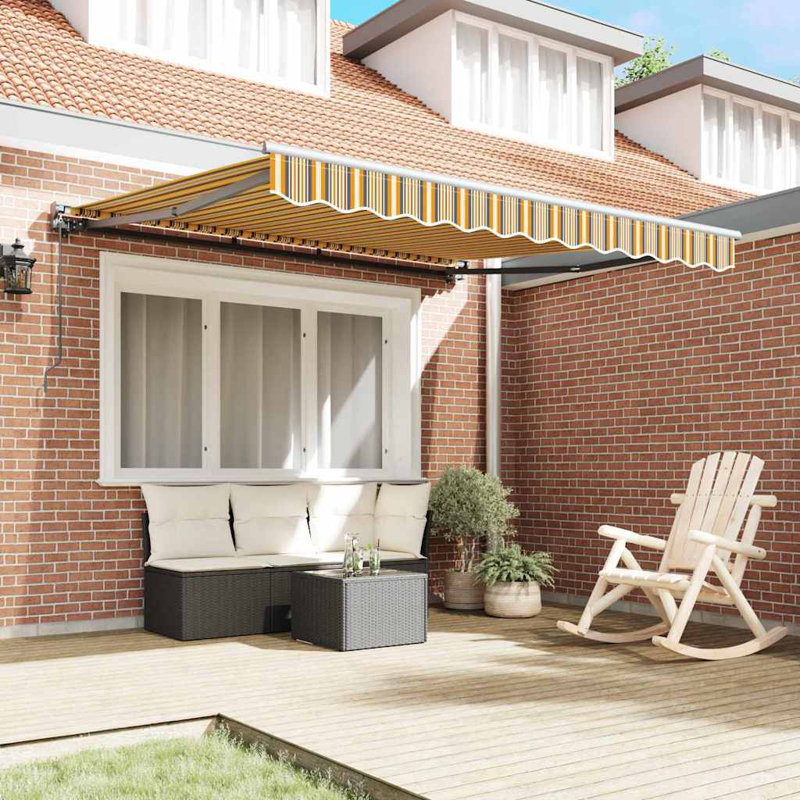 Brayden Studio Retractable Door / Window Awning, Green/Brown/Anthracite, 300 cm W x 250 cm D