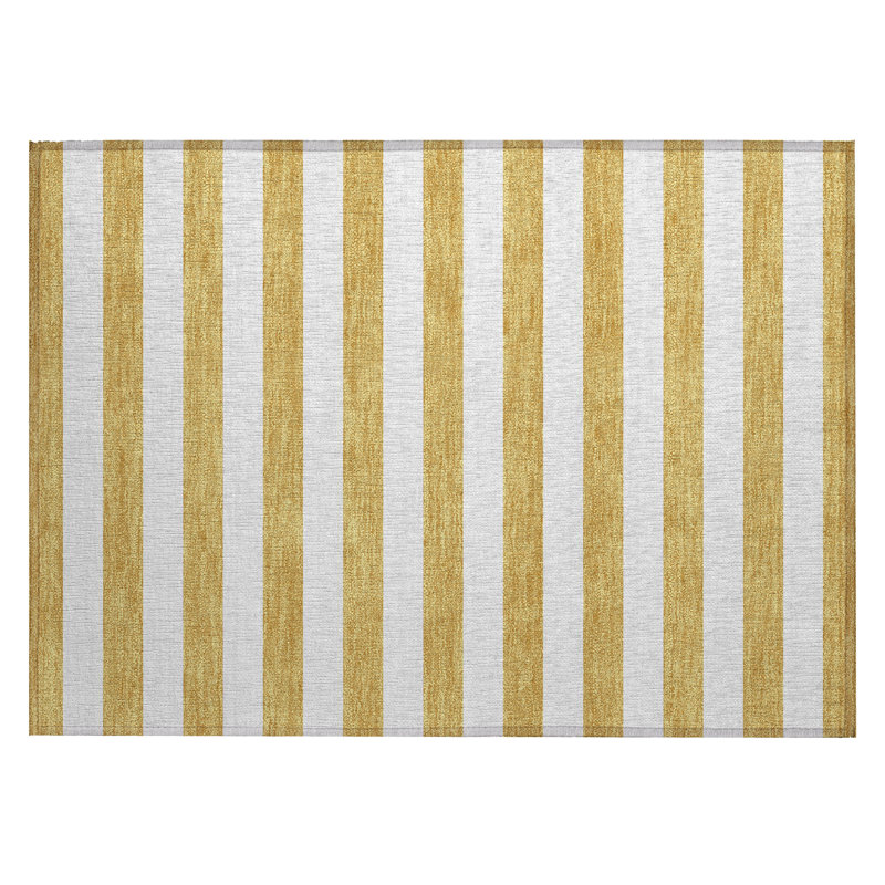 Tapis extérieur lavable antidérapant à rayures dorées 2 pi x 3 pi
