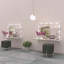Meuble-lavabo mural flottant avec miroir arqué, 12 ampoules DEL et 4 tablettes en métal