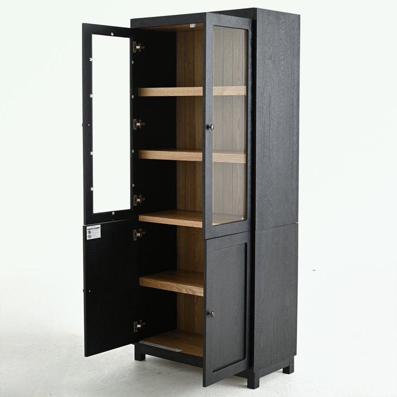 Armoire avec portes et tablettes en verre double