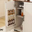 Îlot de cuisine blanc avec plateau rabattable et abattant, bar à roulettes mobile sur roulettes, trois tiroirs spacieux, armoires dissimulées, tablettes réglables pour station d'organisation pliable