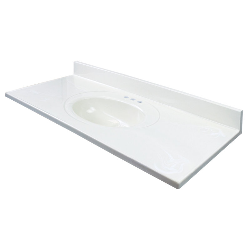Dessus de salle de bain simple 43 po meuble-lavabo, Blanc cassé