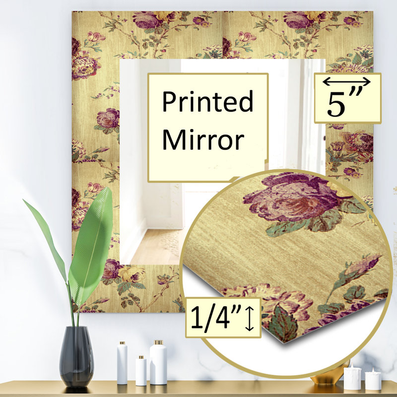 Miroir décoratif concentrique Mid-Century, H 32 po x l 32 po, Floral
