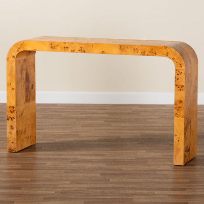 Cain Bali & Pari Revelle Modern And Contemporary Natural Light Mappa Burl Wood Console Table