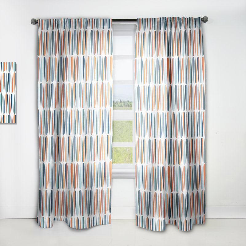 Retro Abstract Drops V - Rideau Mid-Century - Velours obscurcissant - 1 panneau, Bleu, l 52 po x L 63 po