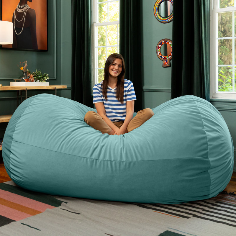 Canapé à billes Grand Lounger, Velours bleu