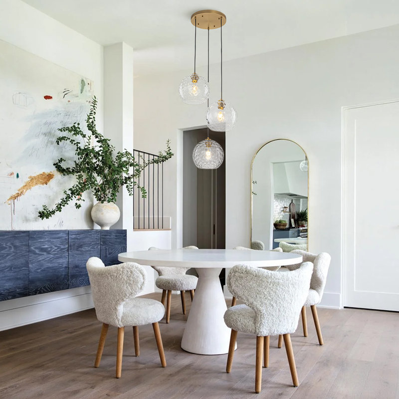 3-Light Clear Hammered Glass Chandelier