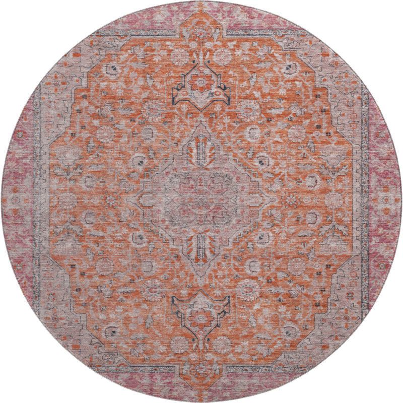 Premium Machine Washable Baford AMF1651 Global Rug, Round 8'