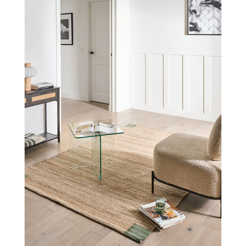 Rug AMRAVATI Light Beige Jute, Beige/Green, Rectangle 160 x 230 cm