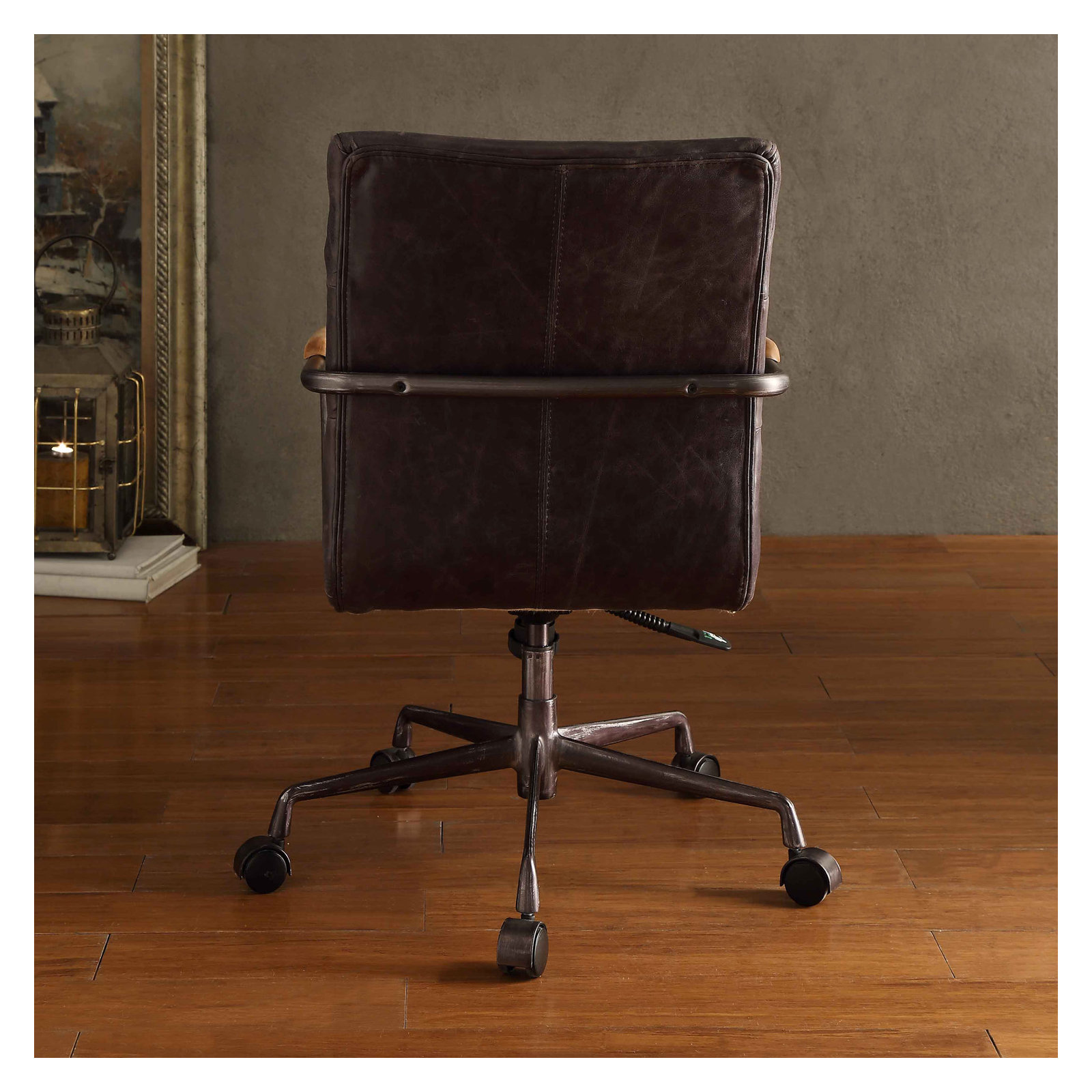 Springtown Swivel Office Chair, Antique Ebony