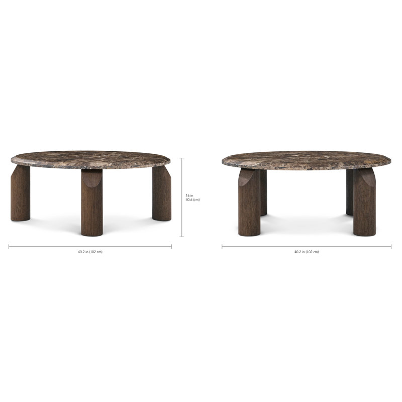 Vienna Marble Cocktail Table, Brown, Dark Emperador, 16"H x 40.25"L x 40.25"W