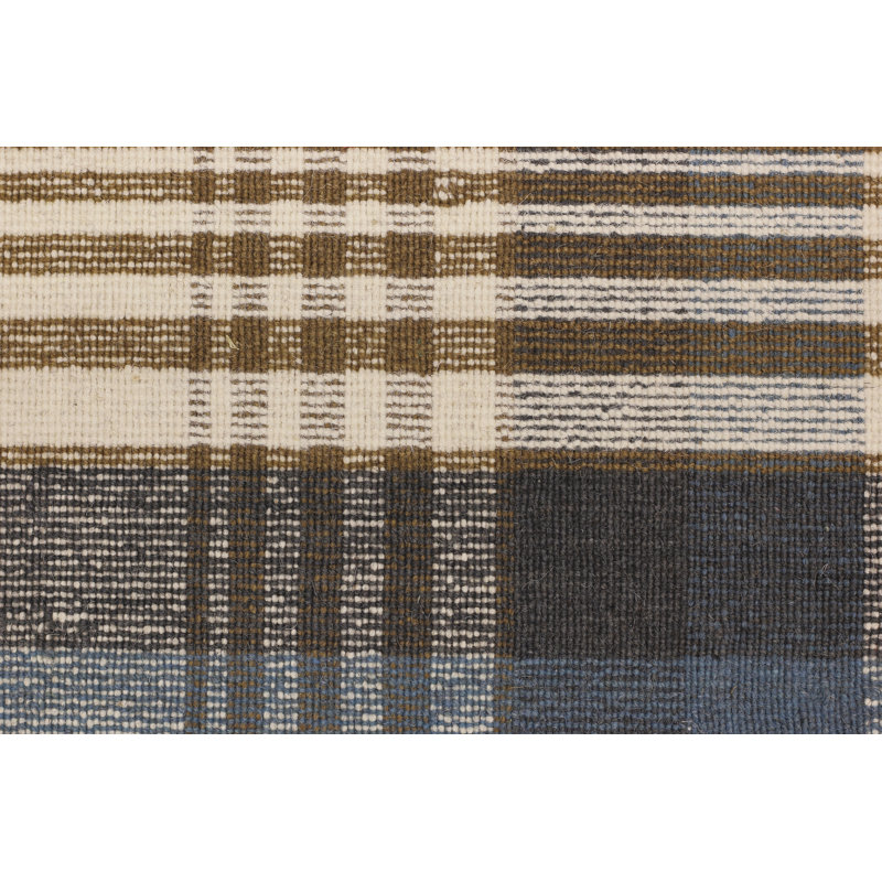 Tapis à motif écossais en laine / coton tissé à la main Pickering, Rectangle 5 pi x 8 pi