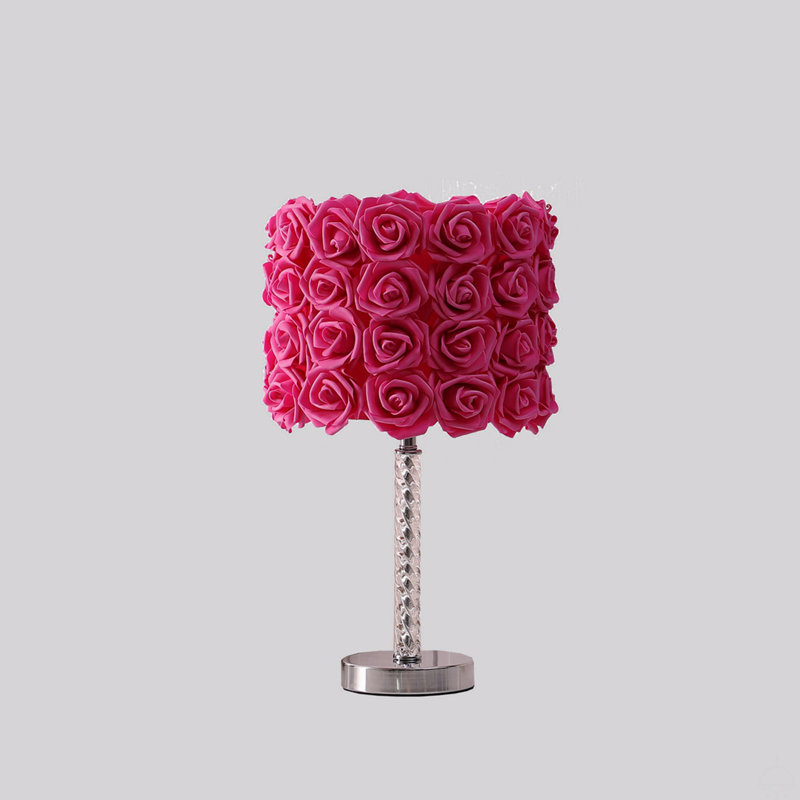 18.25" Acrylic / Metal Table Lamp, Hot Pink, Silver