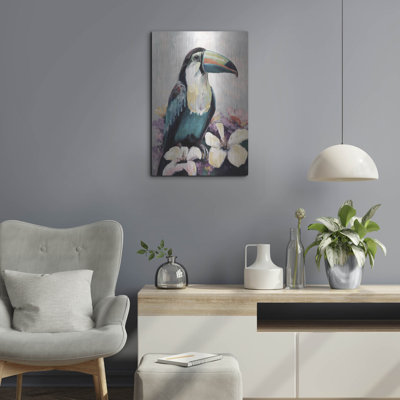 Art mural en métal «Toucan en fleurs» de Bay Isle Home ™ par Svetlana Aleynikova