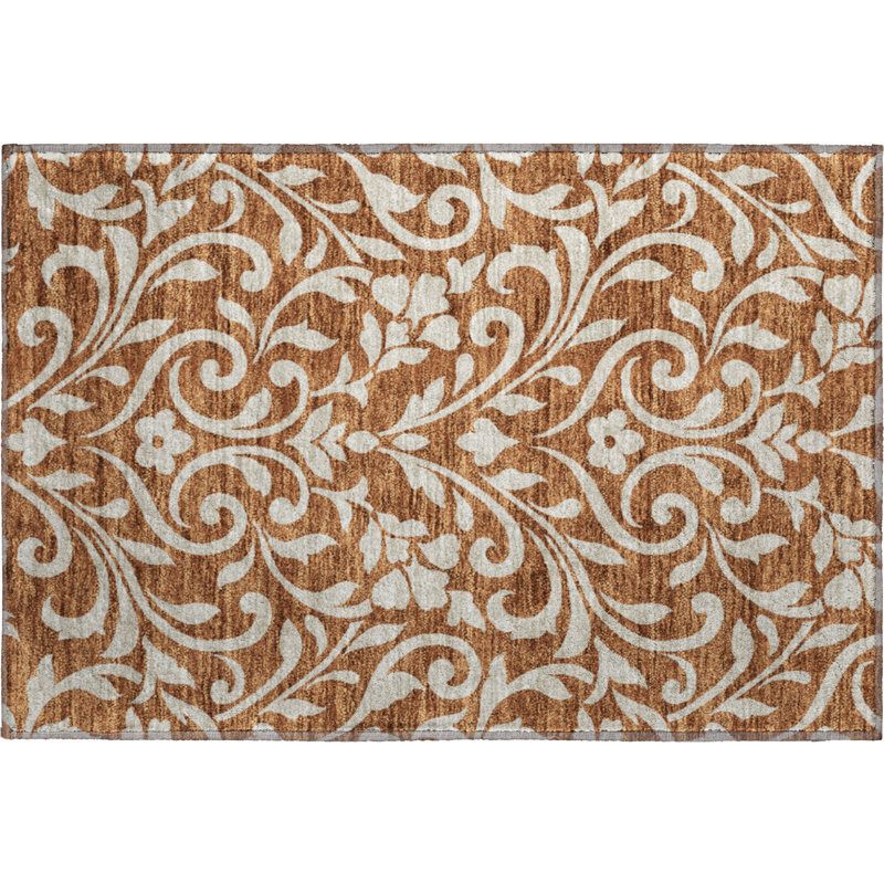 Premium Machine Washable Prisco Paprika Rug, Rectangle 1'8" x 2'6"