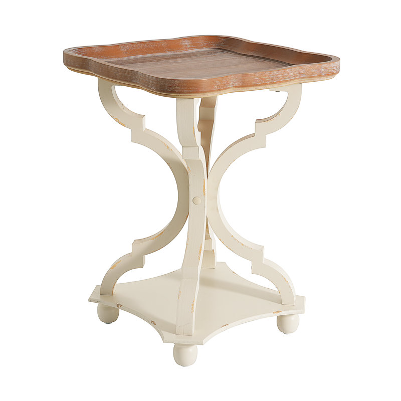 Table de bout en sablier style French Country, Dark Brown/White