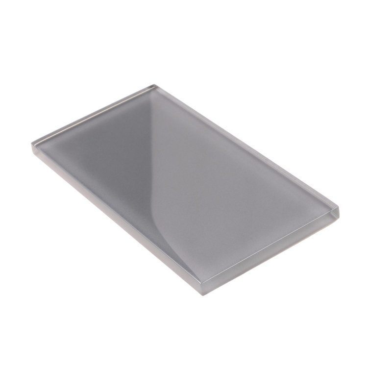 3"X 6" Polished Glass Subway Tile, Dark Gray