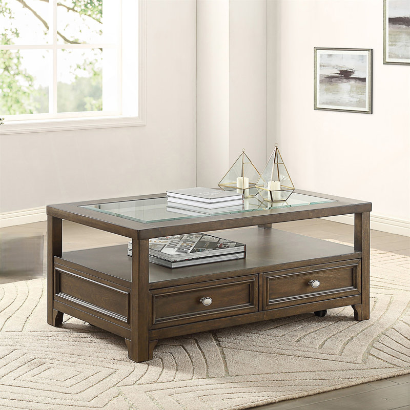 Table basse moderne avec tablette à tiroirs