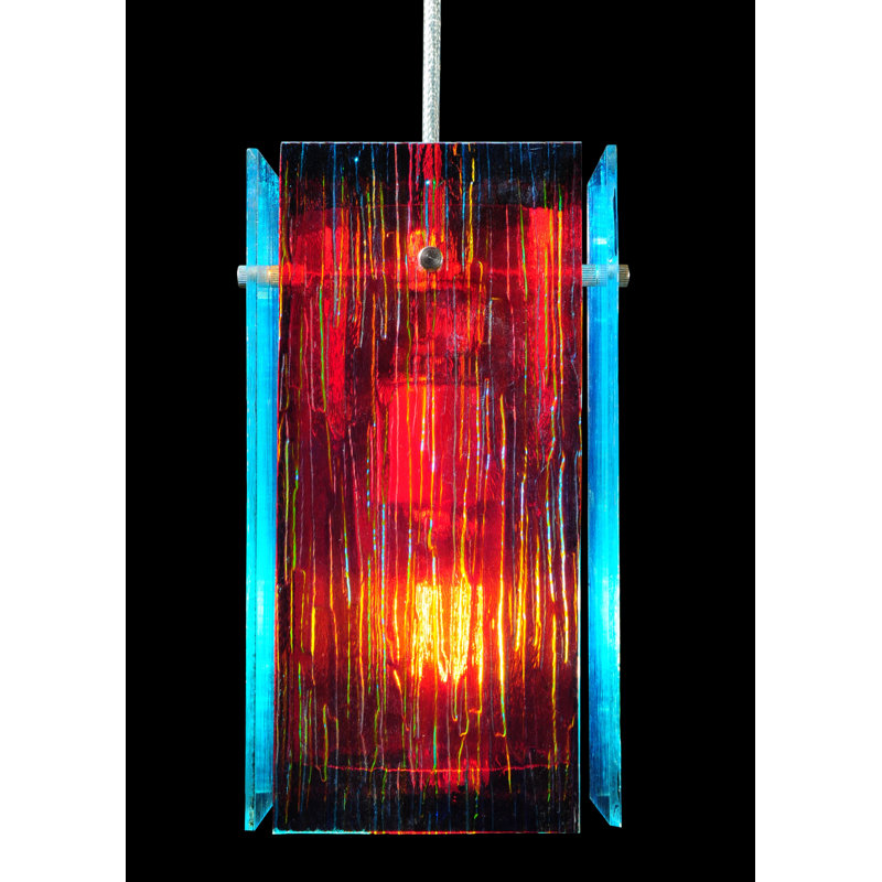 Metro Fusion Fire & Ice Dichroic Glass Mini Pendant with Brushed Nickel
