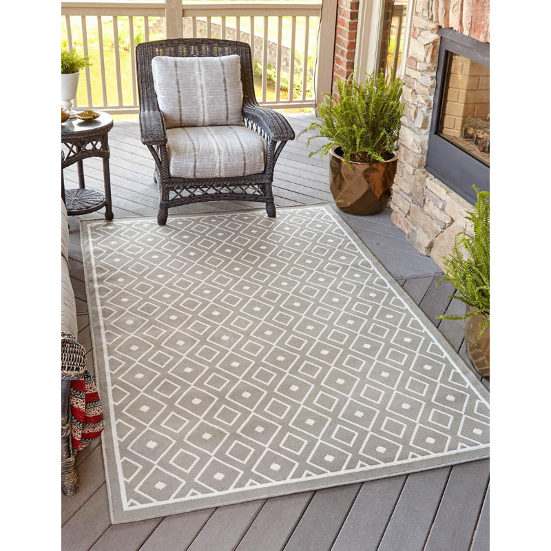 Outdoor Preen Area Rug Stone Color, Oval 7'10" x 10'