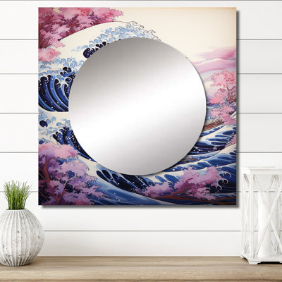 Masterpiece The Purple Great Of Kanagawa II - Nautical & Beach Square Mirror Wall Decor For Bedroom