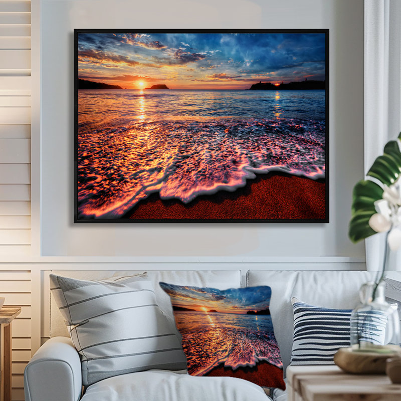 Reproduction de photo, "Peaceful Evening Beach", impression sur toile côtière, H 12 po x l 20 po, Noir