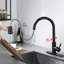 Robinet de cuisine moderne à une poignée et douchette extractible avec distributeur de savon en acier inoxydable