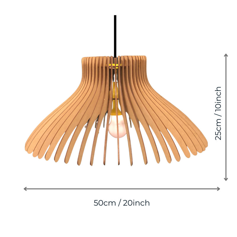 25cm H Wood Bell Pendant Shade ( Screw On ) in Natural Wood