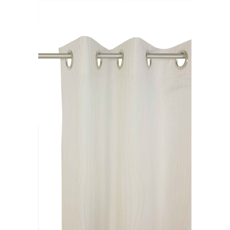 Alderete Cotton Blend Eyelet Curtain single Panel, opaque, Cream/Gold, 132cm Width x 180cm Drop