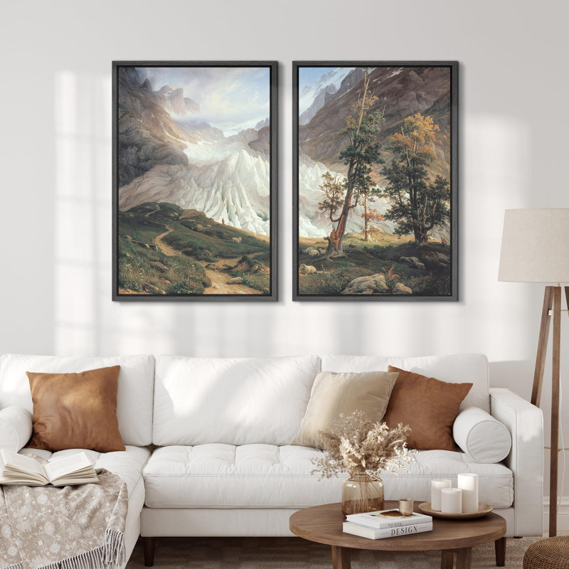 «Alpine Splendor And Verdant Mountainous Landscape», 2 pièces sur toile, Noir, H 36 po x l 48 po