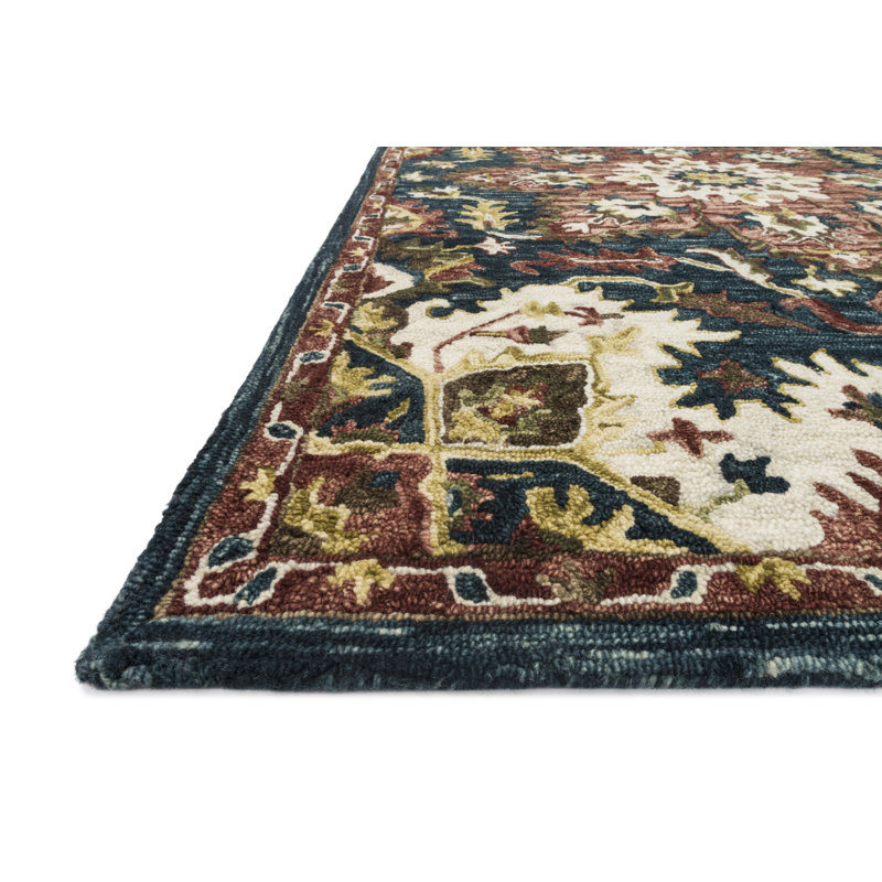 Tapis bleu sarcelle / framboise Barba, Rectangle 7 pi 9 po x 9 pi 9 po