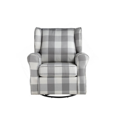 Patli Gray&White Fabric Glider Chair With Swivel