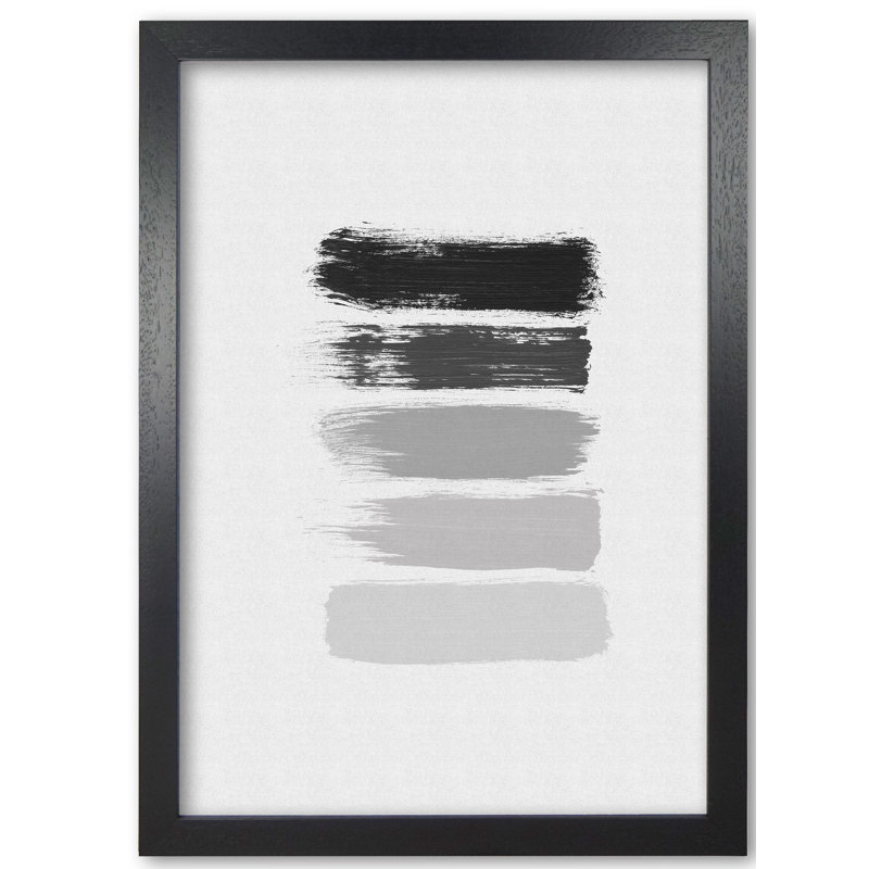 Black And White Stripes - Print, 42 cm H x 30 cm W x 5 cm D, Black Grain Frame