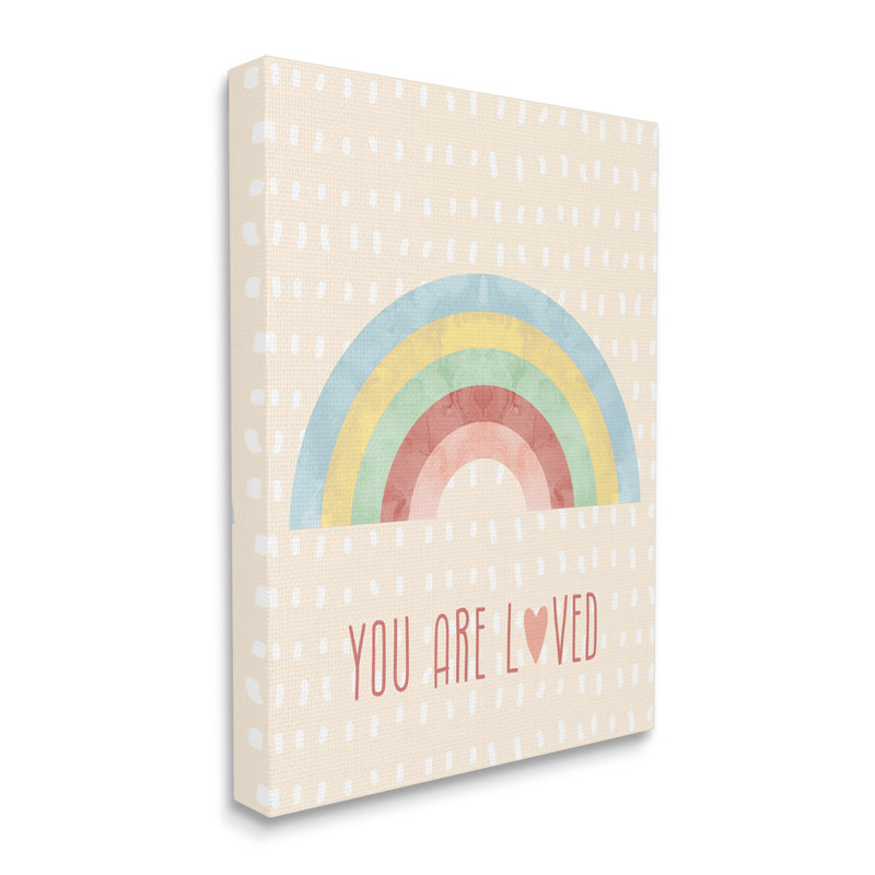 «Loved Rainbow On Yellow on Canvas» par Lil 'Rue, reproduction, H 20 po x l 16 po x P 1,5 po