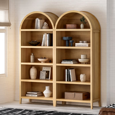 70.9"H*30.7"W 5-Tier Arched Open Bookcase Storage Display Cabinet With 5 Shelves For Home Office, Bedroom, Living Room 